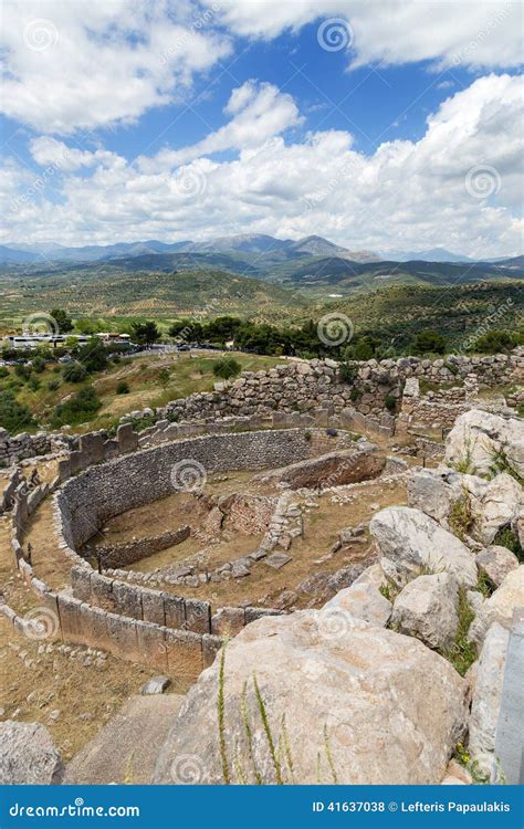 Grave Circle A In Mycenae Peloponnese Greece Stock Photo Image Of
