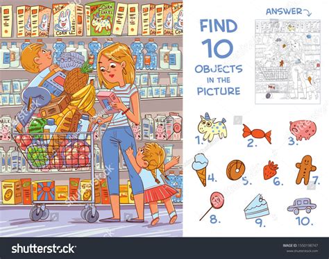 Find 10 Objects In The Picture Puzzle Hidden Items Mother And Two