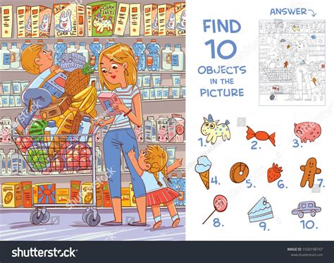 Стоковая векторная графика Find 10 Objects Picture Puzzle Hidden без