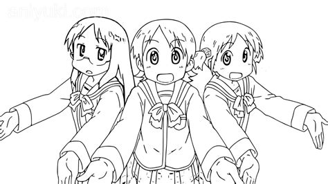 Nichijou Coloring Pages Aniyuki Anime Portal