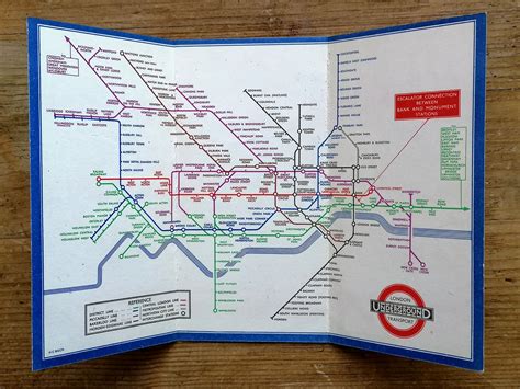 1963 London Underground Station Map Quad Royal Harold Hutchison