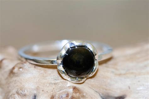 Whitby Jet Ring Sterling Silver Setting Perfect T Etsy