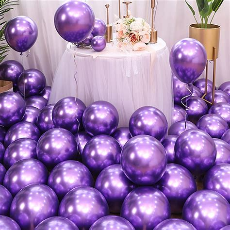 Purple Balloons 100 Pcs 10 Inch Metallic Balloons Mini Purple Latex
