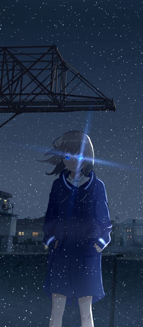 1080x2460 Anime Girl At Starry Night 1080x2460 Resolution Wallpaper Hd