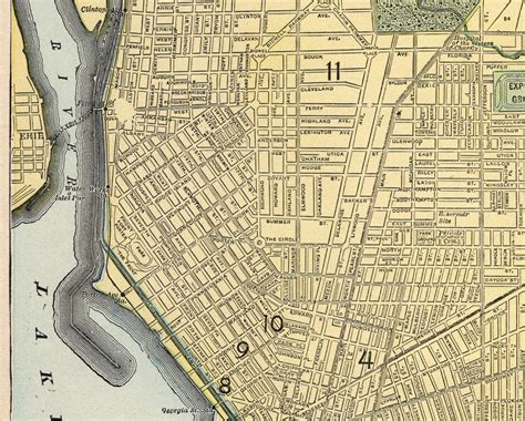 1897 Antique Buffalo Street Map George Cram Buffalo New York Etsy