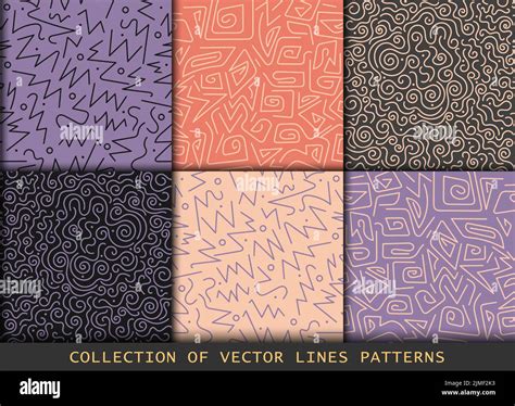 Collection Of Swatches Memphis Lines Patterns Stock Vector Image And Art