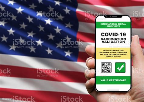 Digital Vaccination Certificate For Covid19 Corona Virus With Blurred