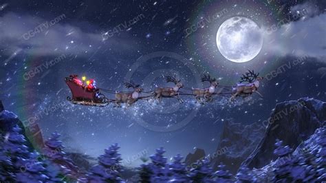 Christmas Animated Background Santa Rockets Along In His Magical Sled