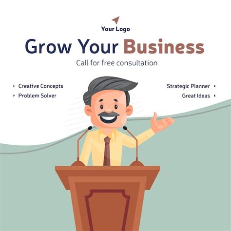 Premium Vector Grow Your Business Banner Design With Businessman