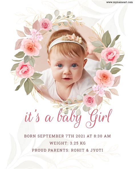 Its Girl Announcement Of New Born Baby Girl Templates