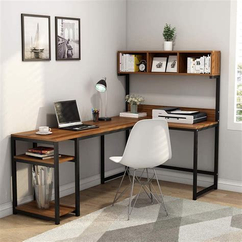 Tribesigns L Shaped Desk With Hutch Corner Computer Desk Gaming Table