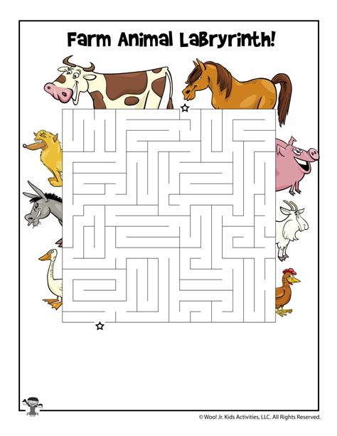 Farm Animal Printable Maze Woo Jr Kids Activities Childrens