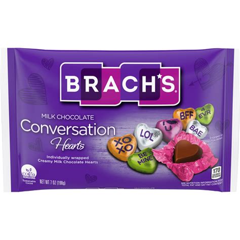 Brachs Conversation Hearts Milk Chocolate Valentines Candy 7 Oz Bag