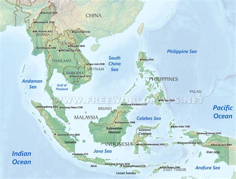 Physical Map Of Southeast Asia Vrogue Co