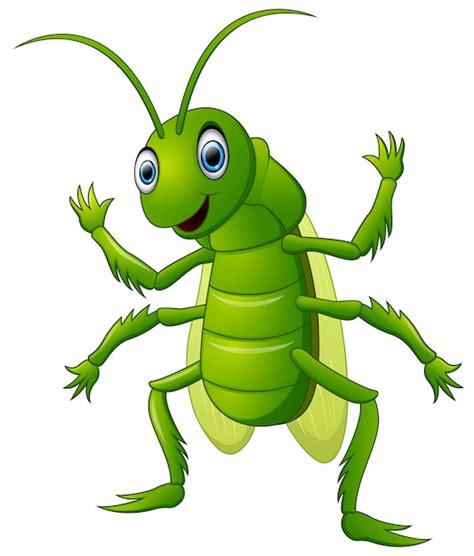 Premium Vector Happy Grasshopper Cartoon Waving Hand