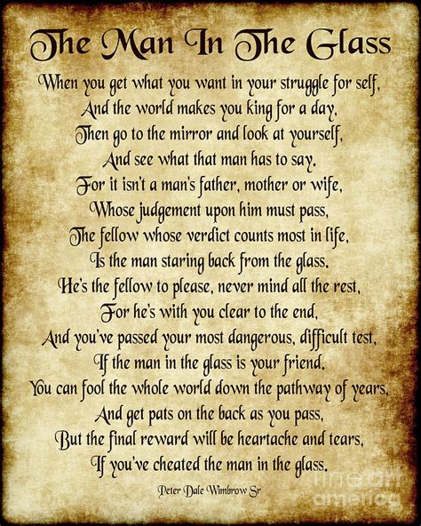 The Man In The Glass Poem Antique Parchment Digital Art By Ginny Gaura Pixels Merch
