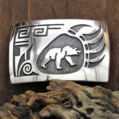 Hopi Sterling Silver Overlay Bear Paw Belt Buckle By Lawrence Etsy