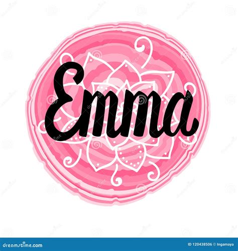 Vector Illustration With Lettering Name Emma Hand Drawn Stock Vector