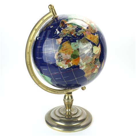 Blue Lapis Semi Precious Gemstone World Globe 22 In 2020 Semi