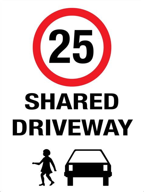 Shared Driveway 25km Speed Limit Sign New Signs