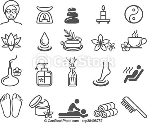 Spa Massage Therapy Cosmetics Icons Vector Illustration Canstock