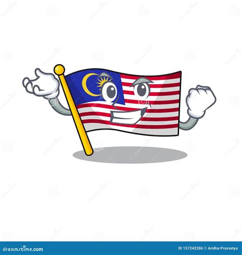 Successful Flag Malaysia Cartoon Isolated With Character Stock Vector