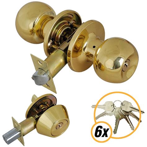 Grip Tight Tools Solid Brass Entry Door Knob Combo Lock Set With