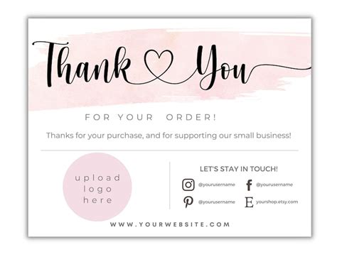 Printable Thank You Cards Business Template Poshmark Etsy Etsy