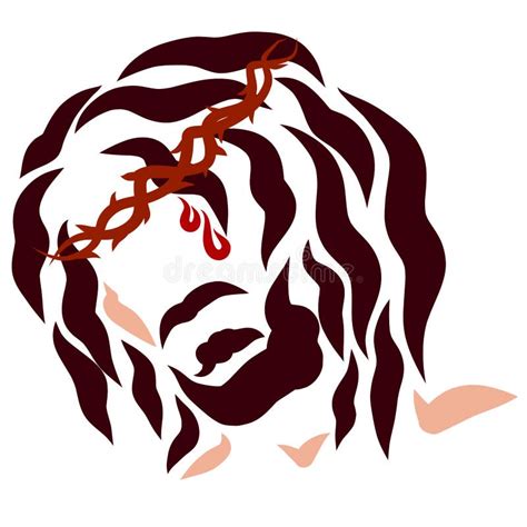 Jesus Christ In A Crown Of Thorns A Drop Of Blood On His Face Stock
