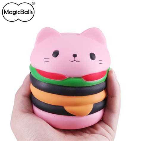 Squishy Manufacturer Pu Cat Hamburger Shape Squishy Toy With Better