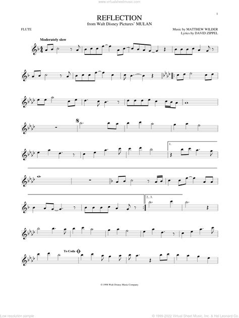 Aguilera Reflection Sheet Music For Flute Solo Pdf