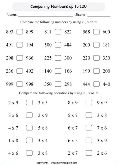 Compare These Numbers Up To 1000 Math Grade 2 Worksheet For Math