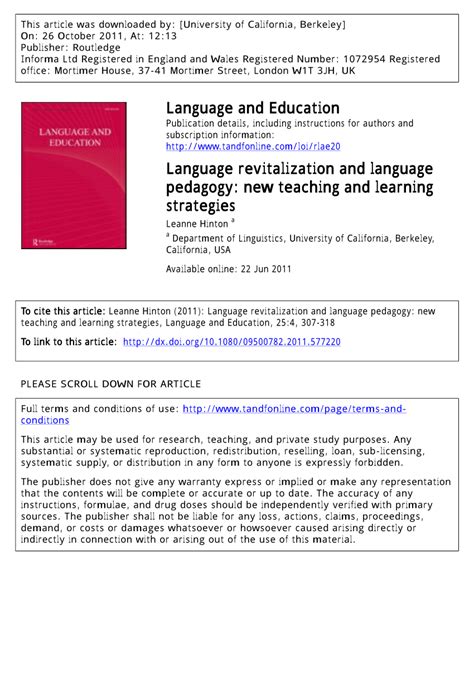 Whether formal or informal, teaching requires a plan or it becomes haphazard and the patient's need for information goes unattended. (PDF) Language revitalization and language pedagogy: New ...