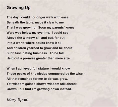 Growing Up Growing Up Poem By Mary Spain