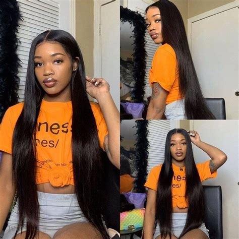 Lace Front Human Hair Wigs Short Straight 28 30 40 Inch