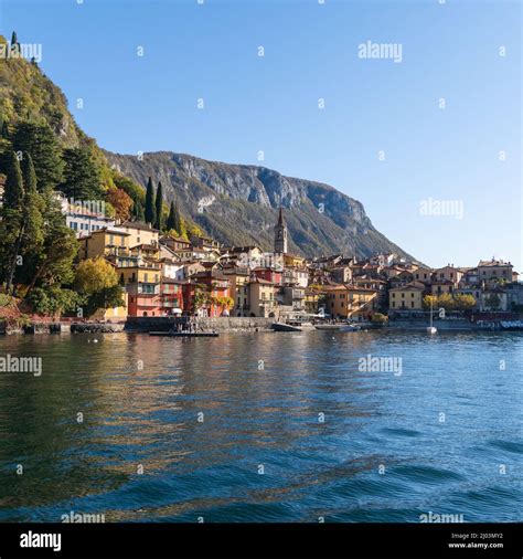 Beautiful View Of The Vacation Village Of Varenna From A Boat On Lake