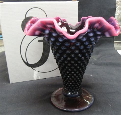 Sold Price Vintage Rare Fenton Hobnail Opalescent Plum Vase Mib Signed George Fenton