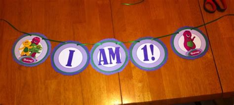 I Made A Barney Banner For The Babys Highchair Made Out Of Cardstock