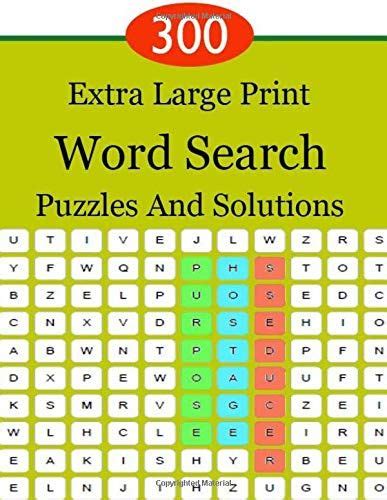 300 Extra Large Print Word Search Puzzles And Solutions