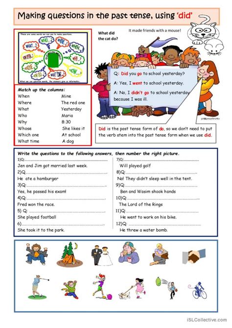 Making Questions With Did English Esl Worksheets Pdf And Doc