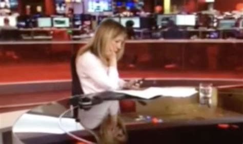 Bbc News Reporter Caught Playing With Her Phone Live On Air Uk