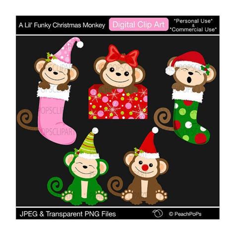 Buy 2 Get 1 Free Sale Cute Monkey Clip Art Digital Christmas Clipart