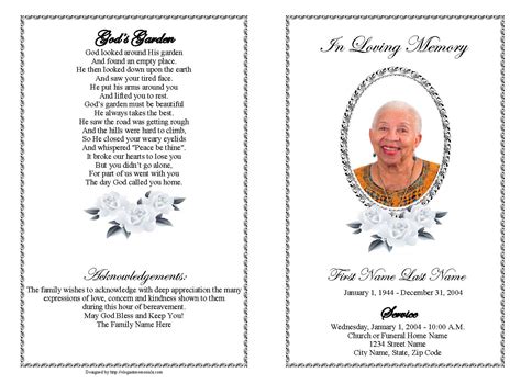 8 Page Bi Fold Funeral Program Memorial Program Template Violet Floral