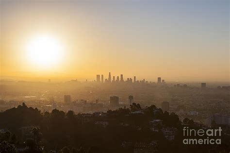 Hollywood And Downtown Los Angeles Smoggy Sunrise Photograph By