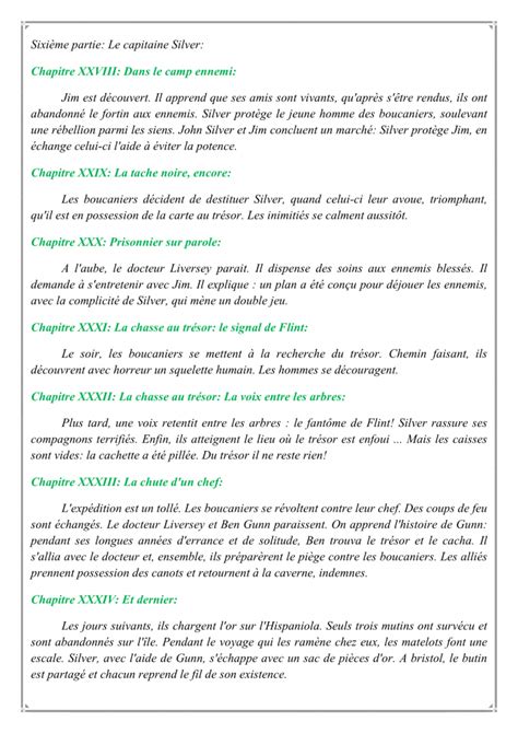 L’Île au trésor Résumé des chapitres | Page 5 of 5 | الدراسة
