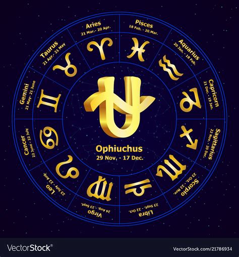Gold Sign Zodiac Ophiuchus In Circle Royalty Free Vector
