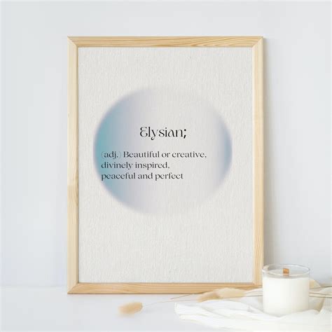 Elysian Word Definition Print Quotes Inspirational Etsy