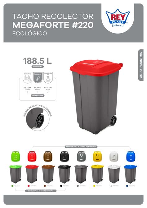 Tacho Recolector Megaforte N220 REY PLAST Con Logo Ecológico