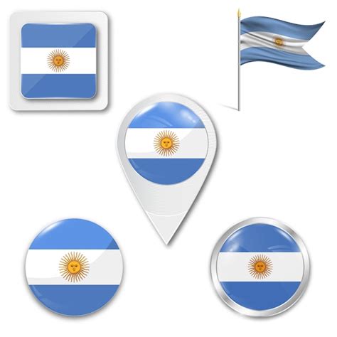 Conjunto De La Bandera Nacional De Argentina Vector Premium