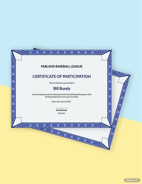 Participation Certificate For Sports Template In Pages Psd